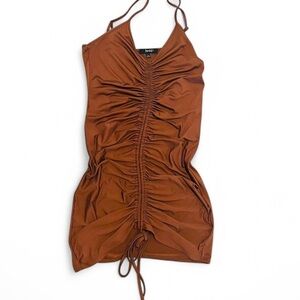 Fashion Nova Brown Ruched Mini Dress